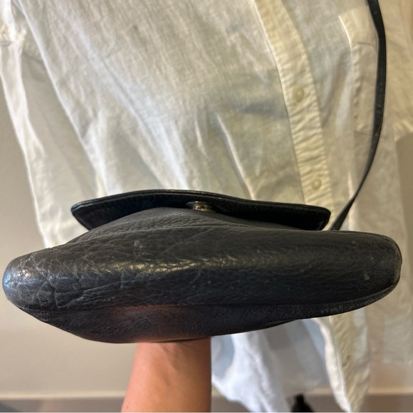 Libaire USA Made Vintage Pebble Black Leather Crossbody Bag Small - Picture 3 of 11